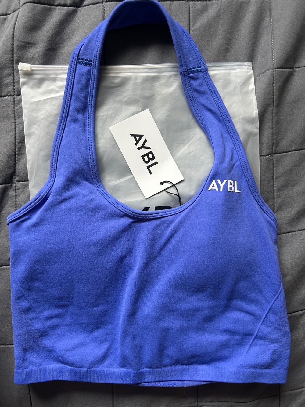 AYBL Empower Seamless Halterneck Crop Top - Cobalt M